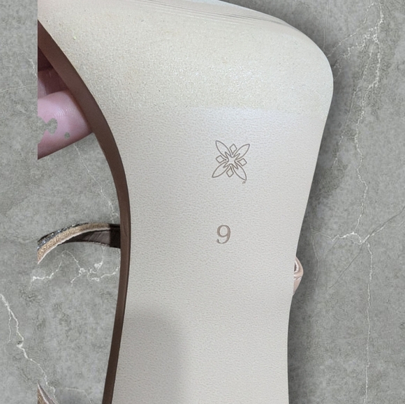 NWOT "Imperfect" BCBGeneration Nude Rhinestone Strappy Stiletto Heels – Size 9 - Picture 11 of 12